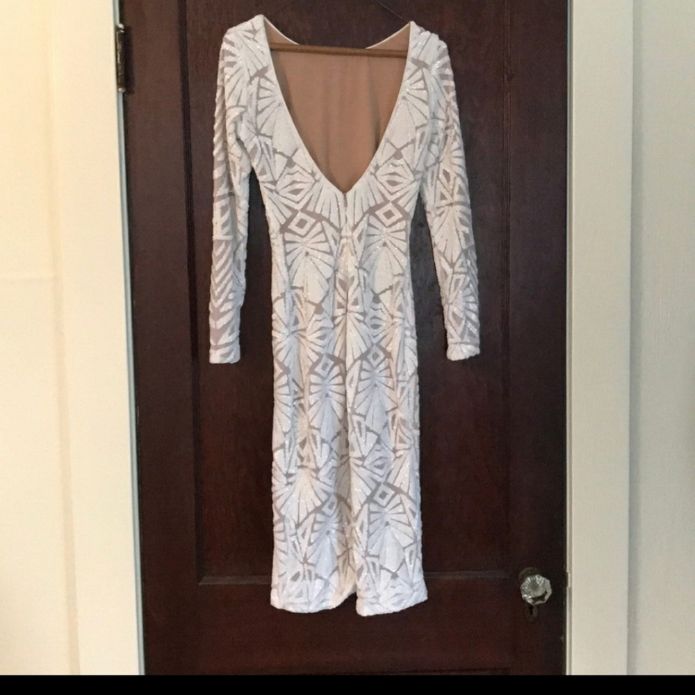 Dress the Population Emery Dress Large White/Nude - Picture 4 of 6